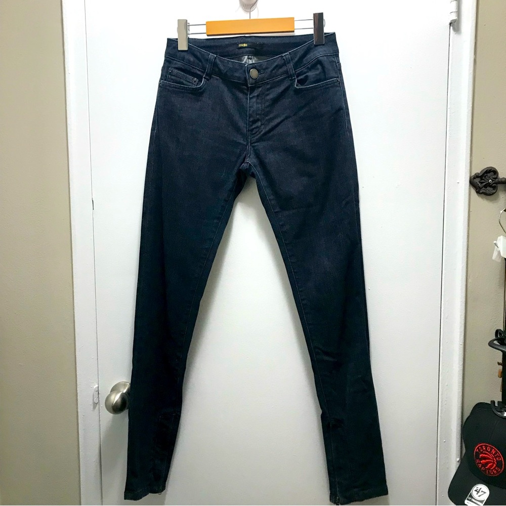 Maje dark washed blue jeans with zip details size 38 (US2)
